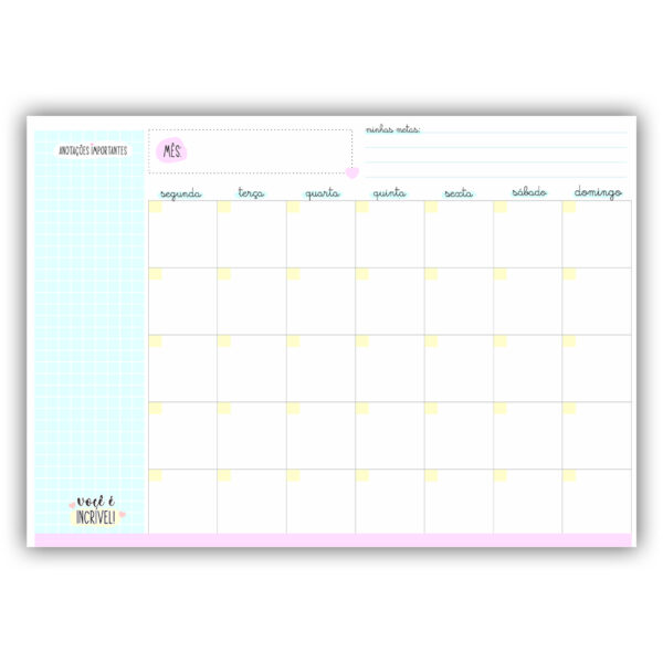 Planner Mensal Blocado A4