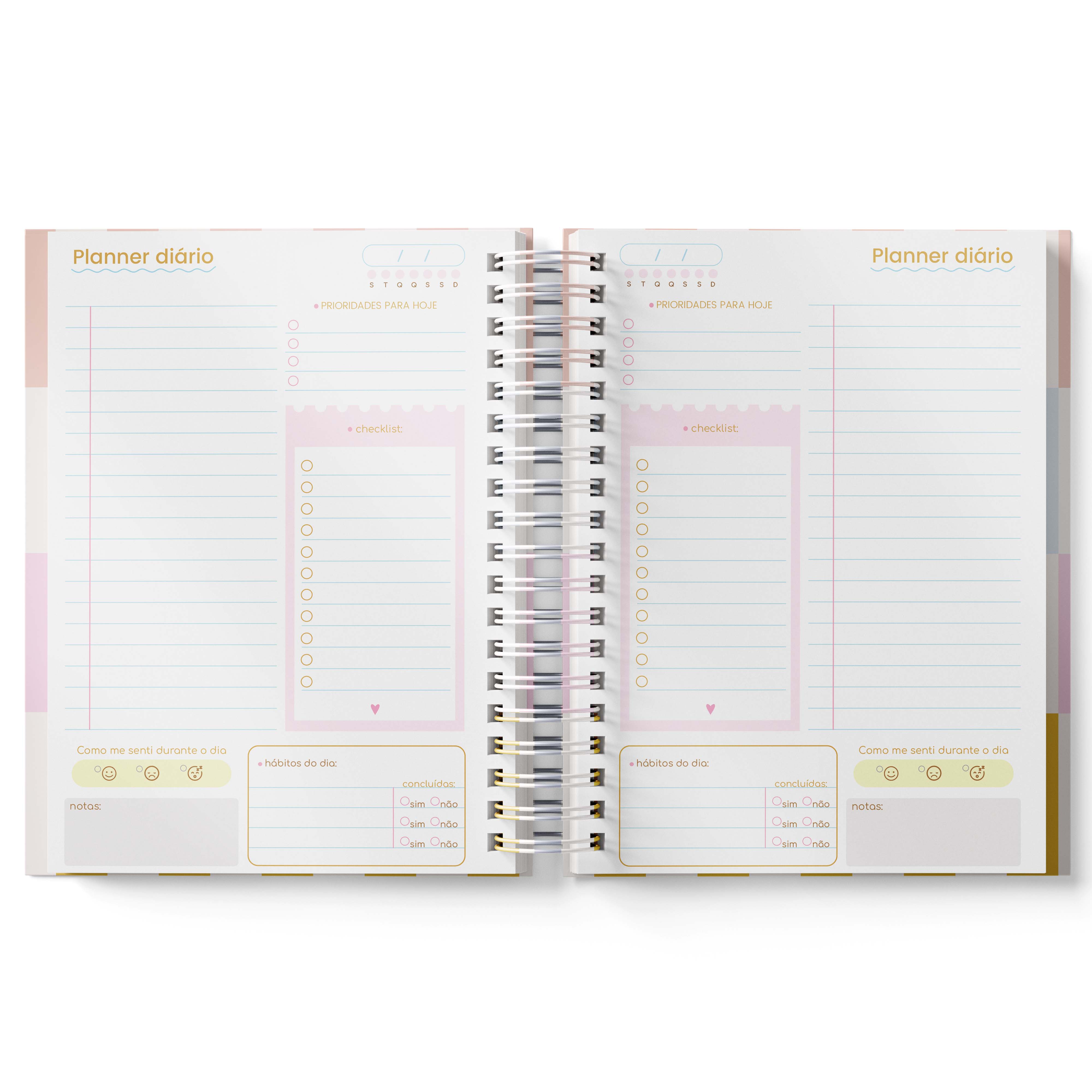 Planner Diário A5 Capa Dura Fosca Wire-o – Prioridades, Checklist, Hábitos | Várias Capas nas Variações - Imagem 3