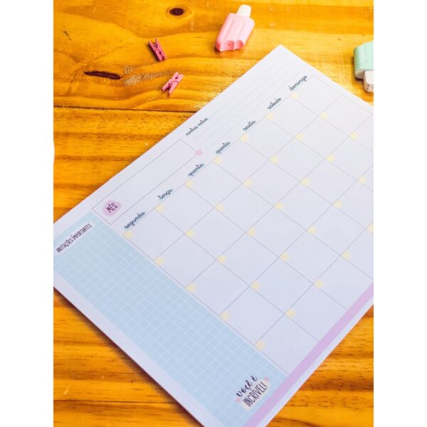 Planner Mensal Blocado A4
